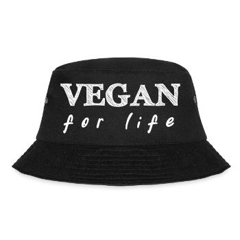 Vegan for life - Geschenkidee für Veganer *innen  - Bucket Hat - Schwarz - Vorne - Lela (165cm)