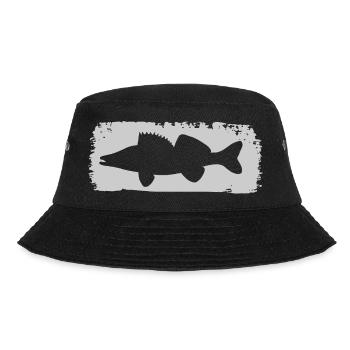 Zander im Farbstrich - grau - Bucket Hat - Schwarz - Vorne
