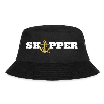 Skipper, Sailor, Seemann mit Anker - Bucket Hat - Schwarz - Vorne - Lela (165cm)