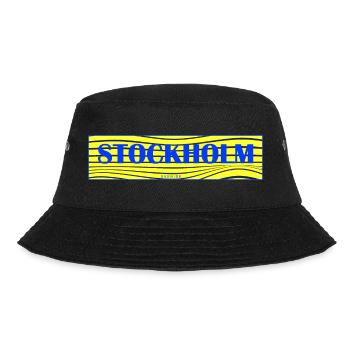 Stockholm Wellen Schriftzug - Bucket Hat - Schwarz - Vorne - Lela (165cm)