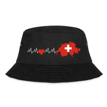 I Love Switzerland, EKG, Ich liebe die Schweiz - Bucket Hat - Schwarz - Vorne - Lela (165cm)