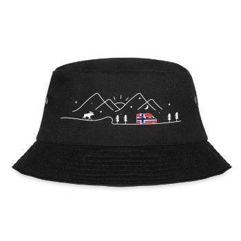 Norwegen Camping Kastenwagen Norway Design - Bucket Hat - Schwarz - Vorne - Lela (165cm)