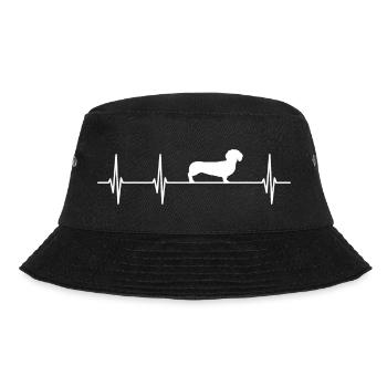 Dachshund Heartbeat ECG Pulse - Bucket Hat - black - Front - Lela (165cm)