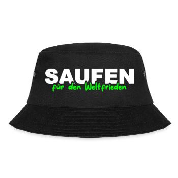 Saufen für den Weltfrieden - Bucket Hat - Schwarz - Vorne - Lela (165cm)