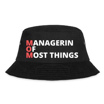Mom - MANAGERIN OF MOST THINGS - Bucket Hat - Schwarz - Vorne - Lela (165cm)