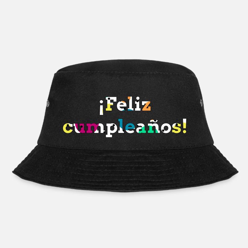 Herzlichen Glückwunsch zum Geburtstag mit bunten spanischen Texten - Bucket Hat - Schwarz