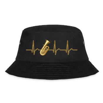 EKG Kurve - Herzkurve - Puls - Tuba - Bläser - Bucket Hat - Schwarz - Vorne - Lela (165cm)