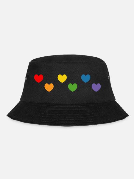 Regenbogeherz Tshirt Mix LGBTQ - Bucket Hat - Schwarz