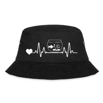 Aquarium Fische Herzschlag Aquaristik - Bucket Hat - Schwarz - Vorne - Lela (165cm)