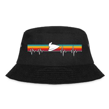 Sole Pulse auf Retro-Streifen - Bucket Hat - Schwarz - Vorne - Lela (165cm)