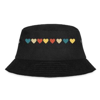 Vintage Retro Herz - Bucket Hat - Schwarz - Vorne - Lela (165cm)