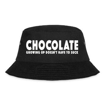 CHOCOLATE - GROWING UP DOESN'T HAVE TO SUCK - Bucket Hat - Schwarz - Vorne - Lela (165cm)