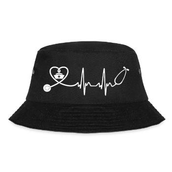 Krankenschwester - Krankenschwester - Herzschlag - Bucket Hat - Schwarz - Vorne - Lela (165cm)