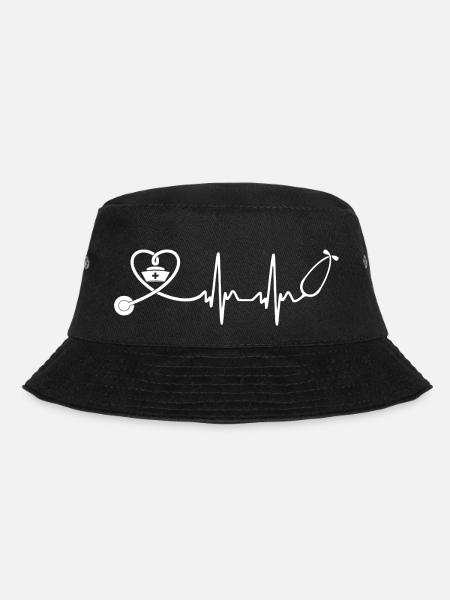 Krankenschwester - Krankenschwester - Herzschlag - Bucket Hat - Schwarz