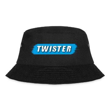 Twister Schriftzug blau - Bucket Hat - Schwarz - Vorne - Lela (165cm)