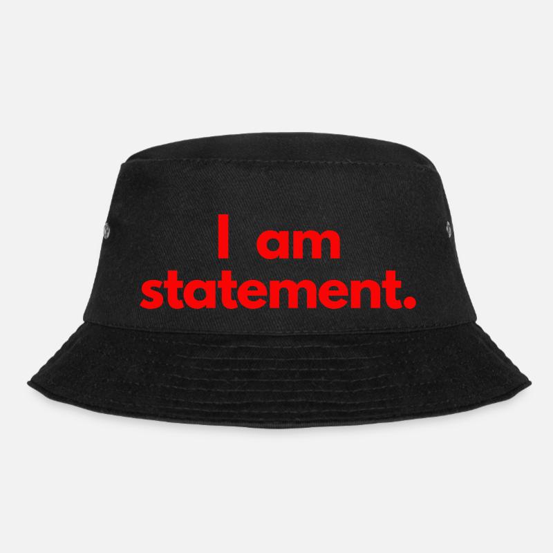 I am statement. Red - Bucket Hat - black