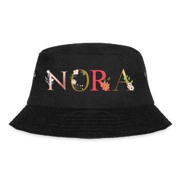 NORA Name mit Blumen geschmückt - Bucket Hat - Schwarz - Vorne - Lela (165cm)