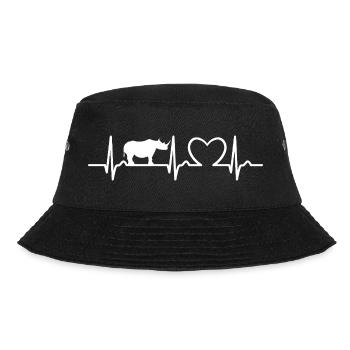 Rhinoceros - ECG Curve - Heart Curve - Pulse - Bucket Hat - black - Front - Lela (165cm)