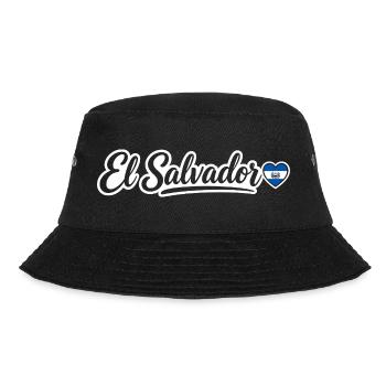 El Salvador Skript mit Flaggenherz Patriotisch - Bucket Hat - Schwarz - Vorne - Lela (165cm)
