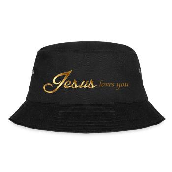 Jesus liebt dich - Bucket Hat - Schwarz - Vorne - Lela (165cm)