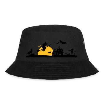 Halloween - Schloss, Hexe und Friedhof - Bucket Hat - Schwarz - Vorne - Lela (165cm)