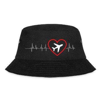 Flugzeug Plane Flieger Frequenz - Bucket Hat - Schwarz - Vorne - Lela (165cm)