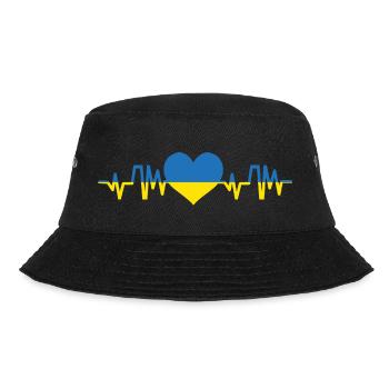 Herzschlag Ukraine - Ich Stehe Mit Ukrainischer - Bucket Hat - Schwarz - Vorne - Lela (165cm)
