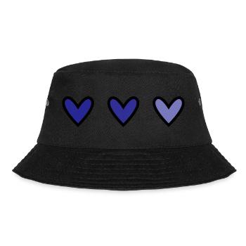HERZ. HERZ. VALENTINSTAG. LIEBE. LIEBE. HERZ - Bucket Hat - Schwarz - Vorne - Lela (165cm)
