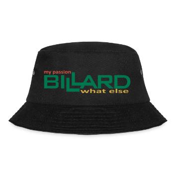 Billard Design my passion what else, Poolbillard - Bucket Hat - Schwarz - Vorne - Lela (165cm)