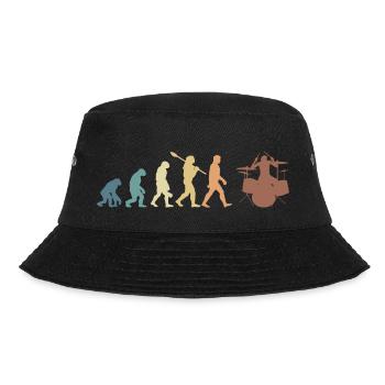 Evolution of man Drums Band Retro Vintage Drummer - Bucket Hat - Schwarz - Vorne - Lela (165cm)