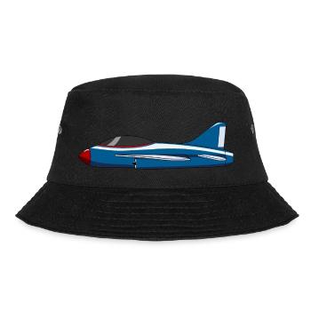 Flugzeug Blau - Bucket Hat - Schwarz - Vorne - Lela (165cm)