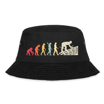 Roofer Human Evolution Retro Vintage Construction - Bucket Hat - Schwarz - Vorne - Lela (165cm)