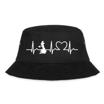 Herzkurve - Puls England - Reise - Nation - Bucket Hat - Schwarz - Vorne - Lela (165cm)
