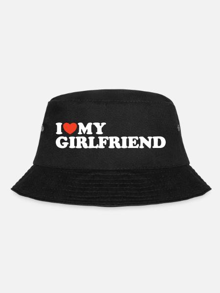 I love my girlfriend Herz Shirt - Bucket Hat - Schwarz
