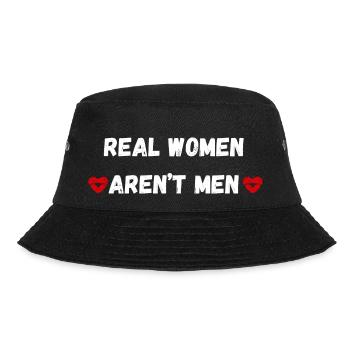 Real Women Aren't Men ,vintage sample text - Bucket Hat - black - Front - Lela (165cm)