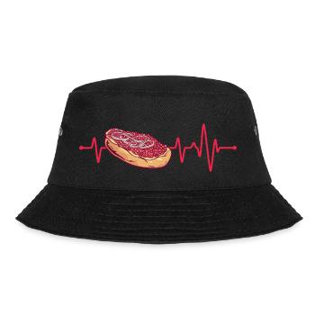 Mett Heartbeat Herzschlag Mett Brötchen Geschenk - Bucket Hat - Schwarz - Vorne - Lela (165cm)
