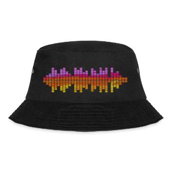 Sound Waves Music Wave Vintage Retro DJ Heart Disc - Bucket Hat - black - Front - Lela (165cm)