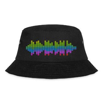 Sound Waves Music Wave Vintage Retro DJ Heart Disc - Bucket Hat - black - Front - Lela (165cm)