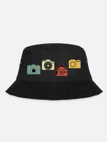 Vintage Retro Camera - Bucket Hat - black