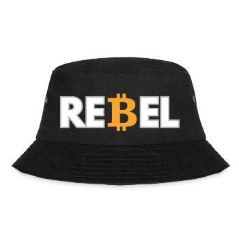 T-Shirt für Bitcoin-Enthusiasten - Bucket Hat - Schwarz - Vorne - Lela (165cm)