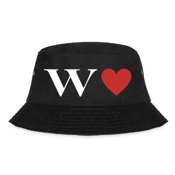 Letter w Red Heart - Bucket Hat - black - Front - Lela (165cm)