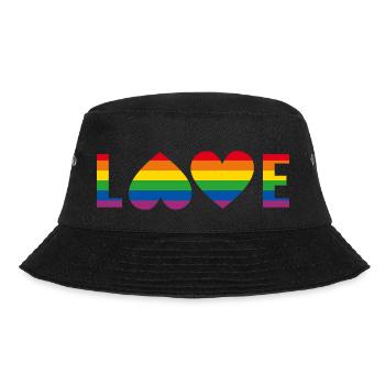 LGBTQIA+ Love Hearts Rainbow Flag - Bucket Hat - black - Front - Lela (165cm)