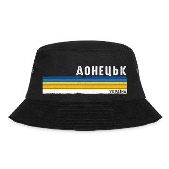 Vintage Donezk Ukraine Wurzeln - Ukrainisch - Bucket Hat - Schwarz - Vorne - Lela (165cm)