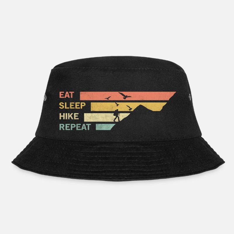 EAT SLEEP HIKE REPEAT - Bucket Hat - black