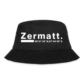 Zermatt Koordinaten Wallis Schweiz - Bucket Hat - Schwarz - Vorne - Lela (165cm)