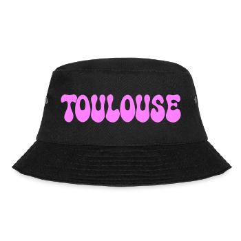 Toulouse, neonrosa Blasenbuchstaben - Bucket Hat - Schwarz - Vorne