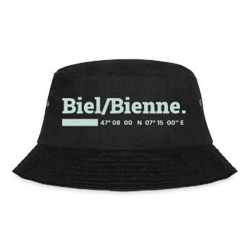 Biel Bienne Koordinaten - Bucket Hat - Schwarz - Vorne