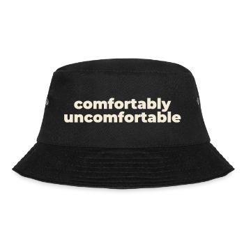 Comfortably Uncomfortable Typo Print - Bucket Hat - Schwarz - Vorne