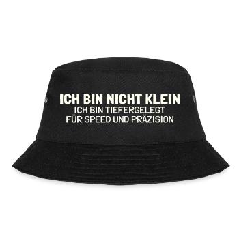 Nicht klein tiefergelegt Lustiger Spruch Tuning - Bucket Hat - Schwarz - Vorne
