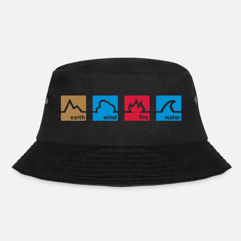Erde Wind Feuer Wasser - Bucket Hat - Schwarz